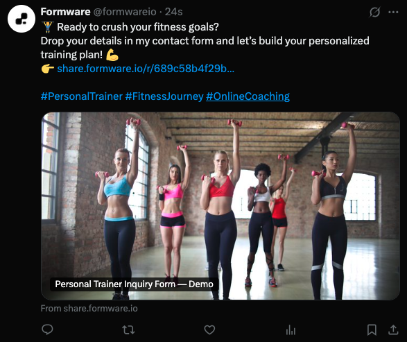 Form preview on X